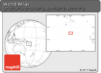 Blank Location Map of the Area around 13° 55' 11" S, 161° 34' 29" E