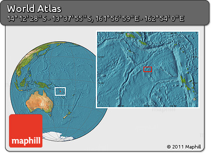Satellite Location Map of the Area around 13° 55' 11" S, 162° 25' 30" E