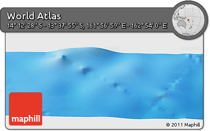 Physical Panoramic Map of the Area around 13° 55' 11" S, 162° 25' 30" E