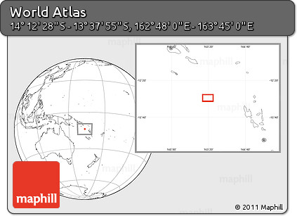 Blank Location Map of the Area around 13° 55' 11" S, 163° 16' 30" E