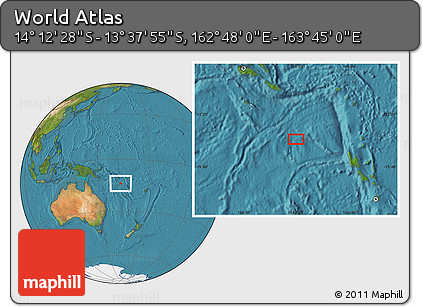 Satellite Location Map of the Area around 13° 55' 11" S, 163° 16' 30" E