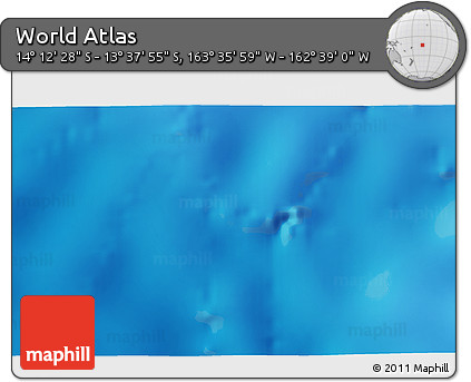 Physical 3D Map of the Area around 13° 55' 11" S, 163° 7' 30" W