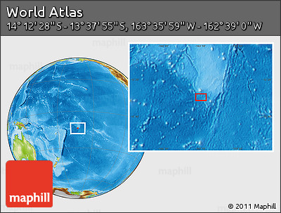 Physical Location Map of the Area around 13° 55' 11" S, 163° 7' 30" W