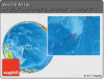Physical Location Map of the Area around 13° 55' 11" S, 163° 7' 30" W