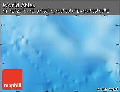 Physical Map of the Area around 13° 55' 11" S, 164° 7' 30" E