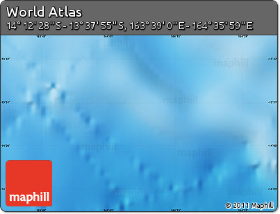 Physical Map of the Area around 13° 55' 11" S, 164° 7' 30" E