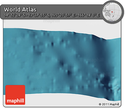 Satellite 3D Map of the Area around 13° 55' 11" S, 165° 49' 29" E