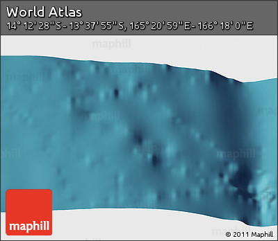 Satellite 3D Map of the Area around 13° 55' 11" S, 165° 49' 29" E