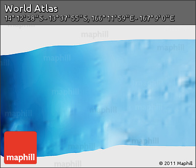 Physical 3D Map of the Area around 13° 55' 11" S, 166° 40' 30" E