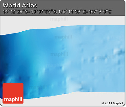 Physical 3D Map of the Area around 13° 55' 11" S, 166° 40' 30" E