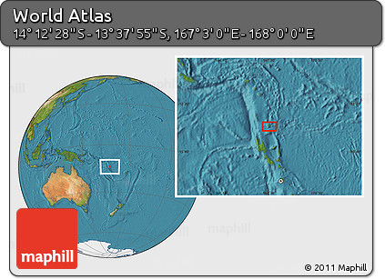 Satellite Location Map of the Area around 13° 55' 11" S, 167° 31' 30" E