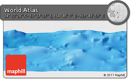 Physical Panoramic Map of the Area around 13° 55' 11" S, 169° 13' 29" E