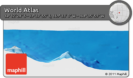 Shaded Relief Panoramic Map of the Area around 13° 55' 11" S, 169° 4' 29" W