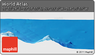 Shaded Relief Panoramic Map of the Area around 13° 55' 11" S, 169° 4' 29" W