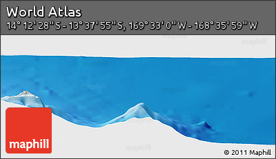 Shaded Relief Panoramic Map of the Area around 13° 55' 11" S, 169° 4' 29" W