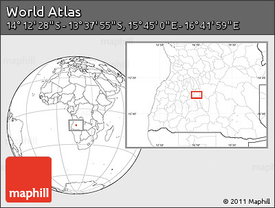 Blank Location Map of the Area around 13° 55' 11" S, 16° 13' 30" E