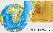Physical Location Map of the area around 13° 55' 11" S, 16° 13' 30" E