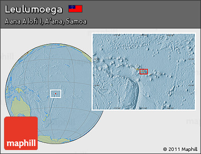Savanna Style Location Map of Leulumoega, hill shading