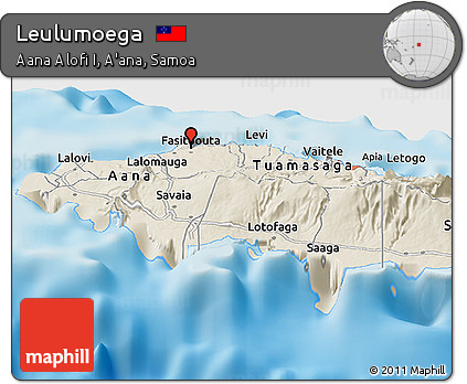 Shaded Relief Panoramic Map of Leulumoega