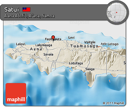 Shaded Relief Panoramic Map of Satui