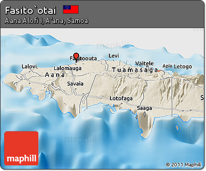 Shaded Relief Panoramic Map of Fasito`otai