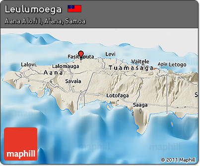 Shaded Relief Panoramic Map of Leulumoega