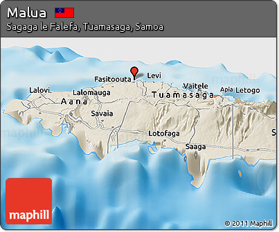 Shaded Relief Panoramic Map of Malua