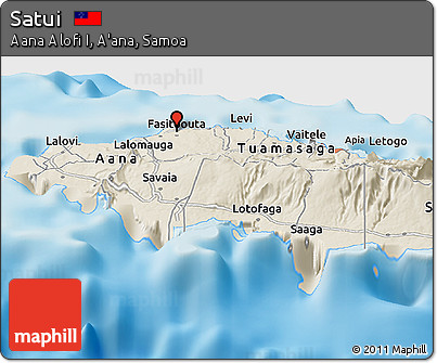 Shaded Relief Panoramic Map of Satui