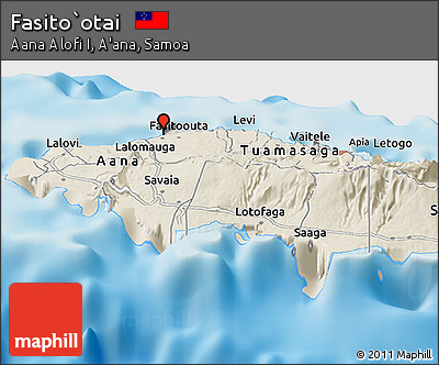 Shaded Relief Panoramic Map of Fasito`otai