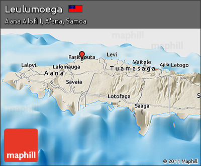 Shaded Relief Panoramic Map of Leulumoega