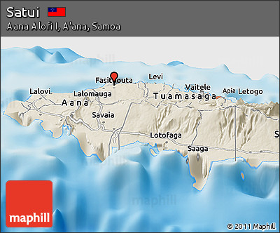 Shaded Relief Panoramic Map of Satui