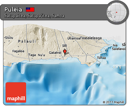 Shaded Relief Panoramic Map of Puleia