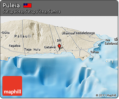 Shaded Relief Panoramic Map of Puleia