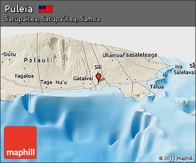 Shaded Relief Panoramic Map of Puleia