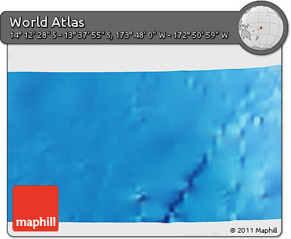 Physical 3D Map of the Area around 13° 55' 11" S, 173° 19' 29" W