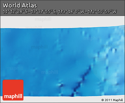 Physical 3D Map of the Area around 13° 55' 11" S, 173° 19' 29" W