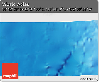 Physical 3D Map of the Area around 13° 55' 11" S, 173° 19' 29" W