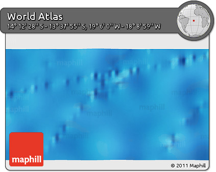 Physical 3D Map of the Area around 13° 55' 11" S, 18° 37' 30" W