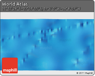Physical 3D Map of the Area around 13° 55' 11" S, 18° 37' 30" W