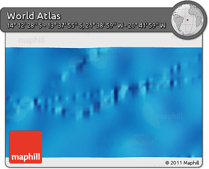 Shaded Relief 3D Map of the Area around 13° 55' 11" S, 21° 10' 29" W
