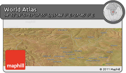 Satellite Panoramic Map of the Area around 13° 55' 11" S, 27° 16' 29" E