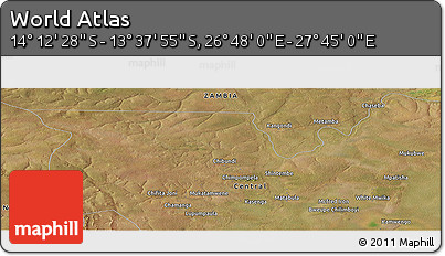 Satellite Panoramic Map of the Area around 13° 55' 11" S, 27° 16' 29" E