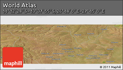 Satellite Panoramic Map of the Area around 13° 55' 11" S, 27° 16' 29" E