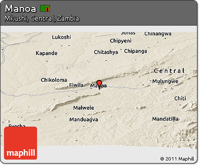 Shaded Relief Panoramic Map of Manoa