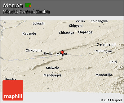 Shaded Relief Panoramic Map of Manoa