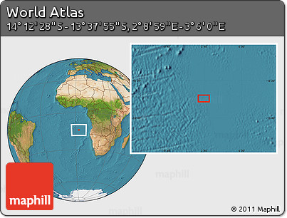 Satellite Location Map of the Area around 13° 55' 11" S, 2° 37' 30" E