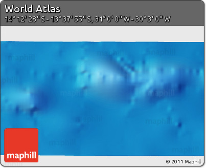 Physical 3D Map of the Area around 13° 55' 11" S, 30° 31' 29" W