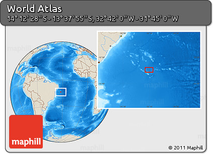 Shaded Relief Location Map of the Area around 13° 55' 11" S, 32° 13' 30" W