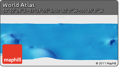 Shaded Relief Panoramic Map of the Area around 13° 55' 11" S, 32° 13' 30" W