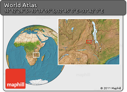 Satellite Location Map of the Area around 13° 55' 11" S, 33° 13' 30" E